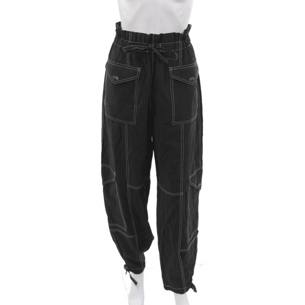 Ganni Unisex Cargo Jogger Pants Black Drawstring Size 36